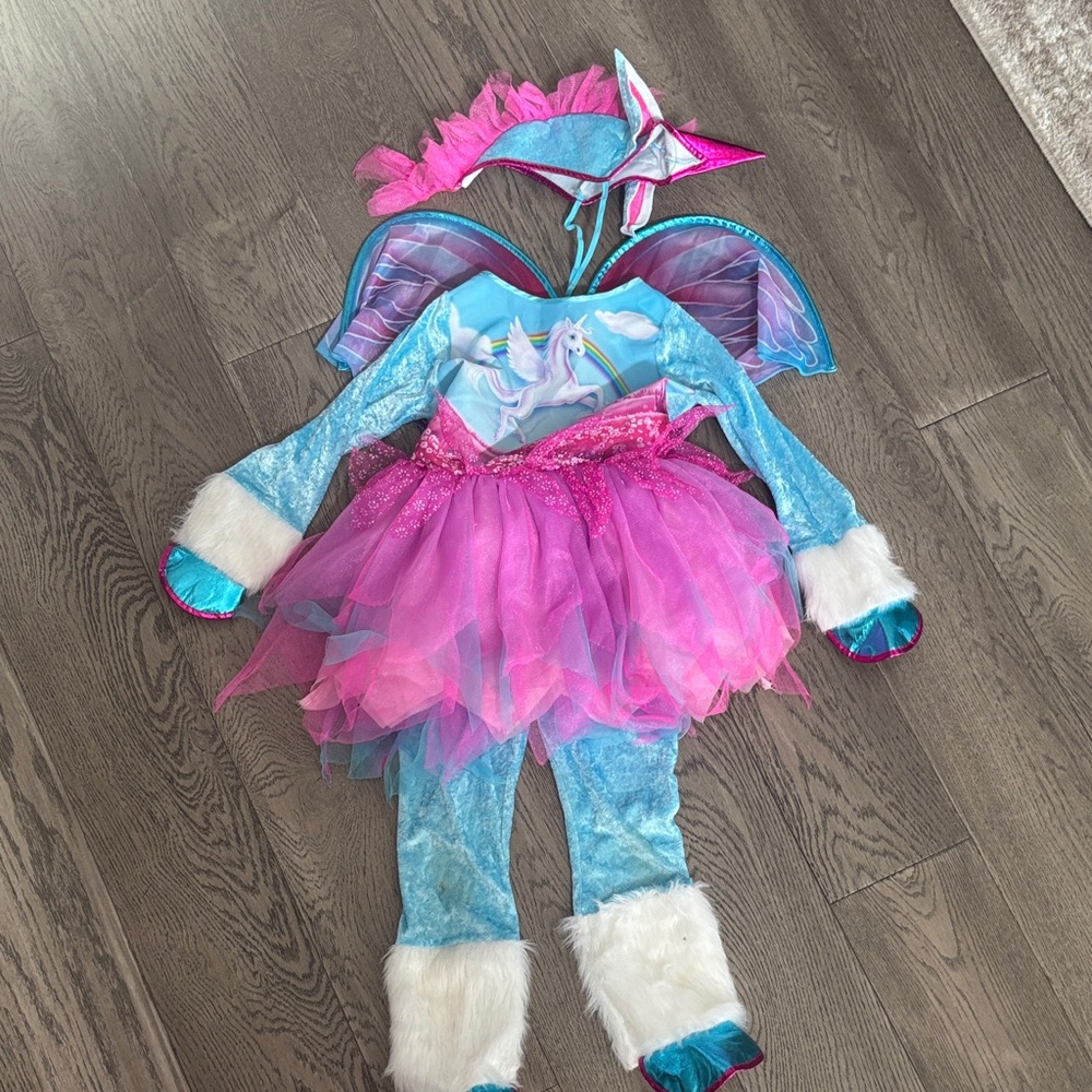 Sparkling Unicorn Adventure Costume for Kids - Blue and Pink 7-8 years